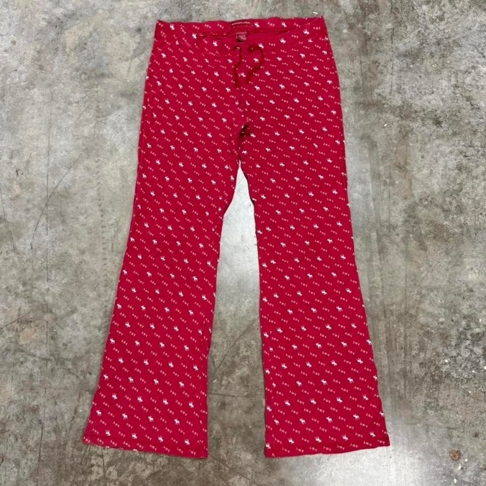 Y2K Abercrombie & Fitch Red Moose AOP Flared Pants Size‎ S